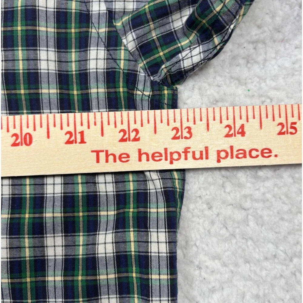 Polo Ralph Lauren Button Down‎ Shirt Mens XL (FITS M) Navy Blue Green Plaid Pony